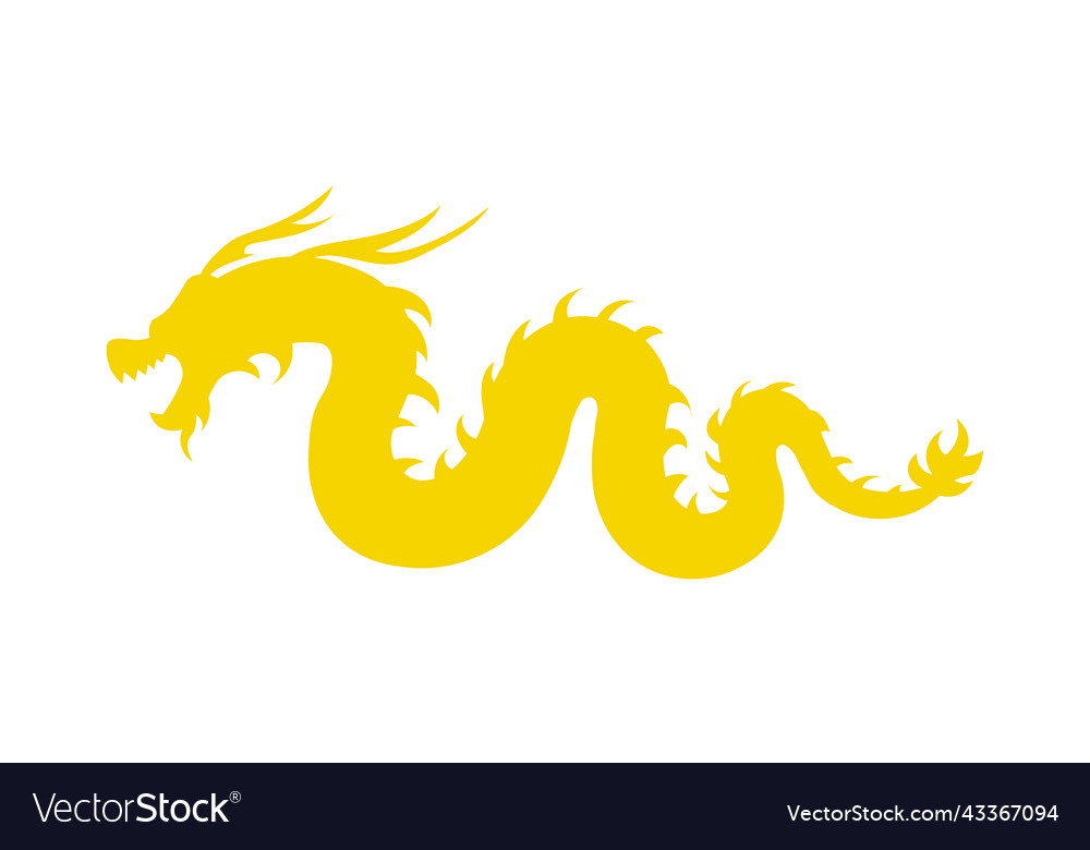 Yellow chinese dragon semi flat color object vector image Yellow chinese dragon semi flat color object