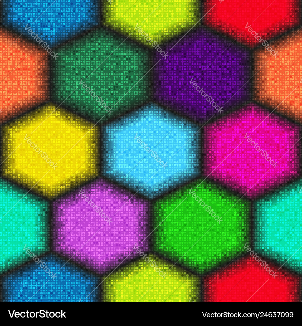 Bright seamless pattern of multicolored hexagons Vector Image