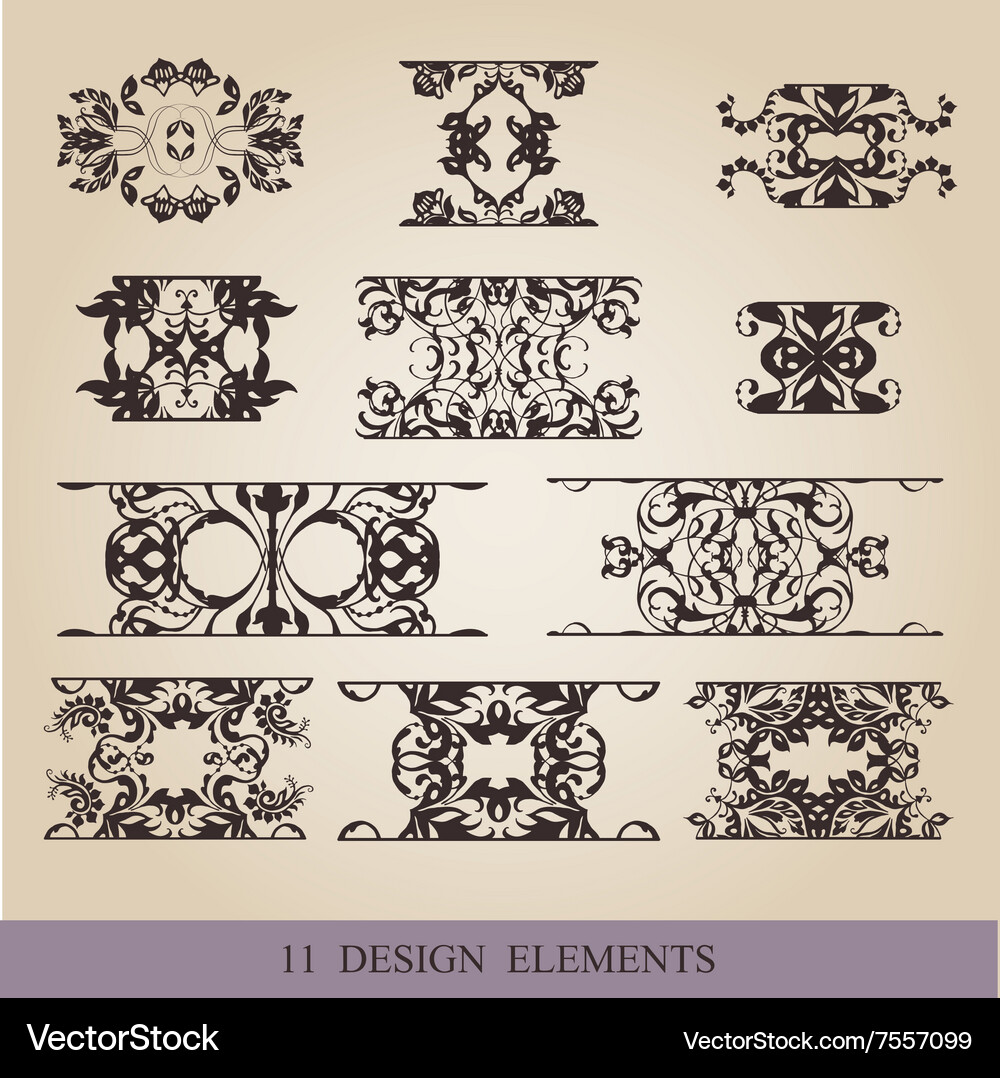 Calligraphic elements vintage set frame Royalty Free Vector