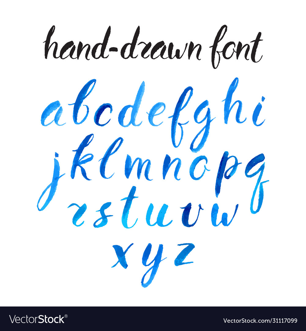 Elegante blaue Aquarell Schriftart