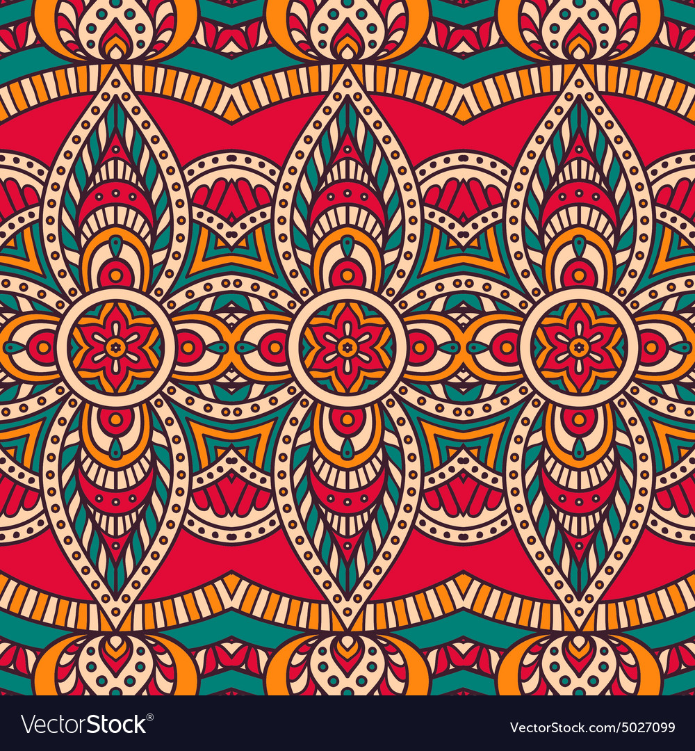 Ethnic Floral Seamless Pattern Royalty Free Vector Image