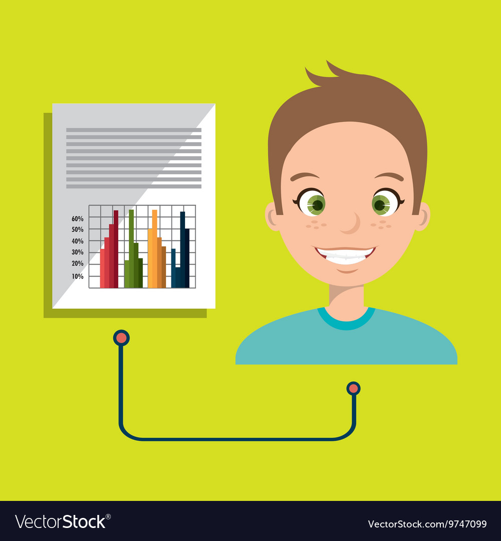 Man with statistics isolated icon design