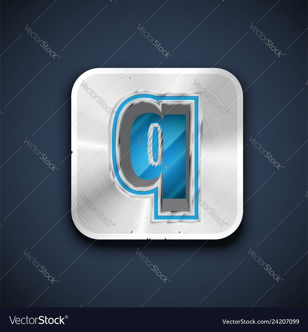 Metallic 3d character from a font set vector image Metallic 3d character from a font set