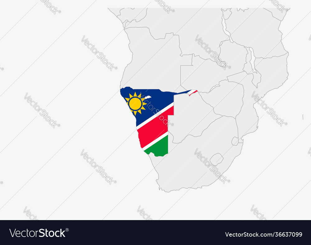 Namibia map highlighted in flag colors Vector Image Namibia map highlighted in flag colors