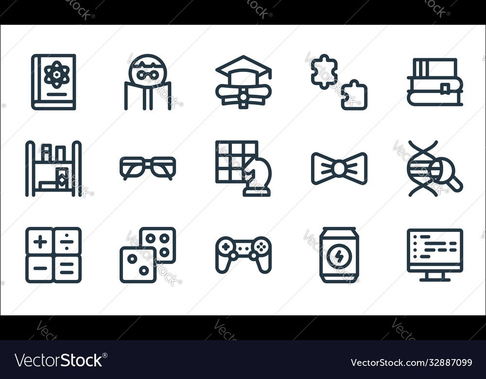 Nerd line icons linear set quality