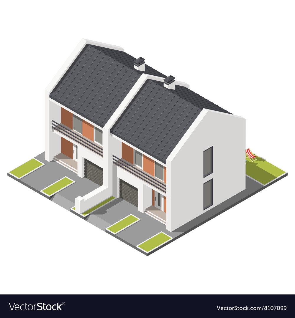 One storey connected cottage with slant Royalty Free Vector