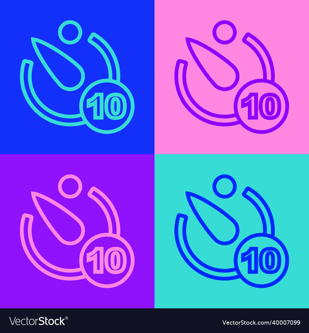 Pop art line camera timer icon isolated on color Vector Image Pop art line camera timer icon isolated on color