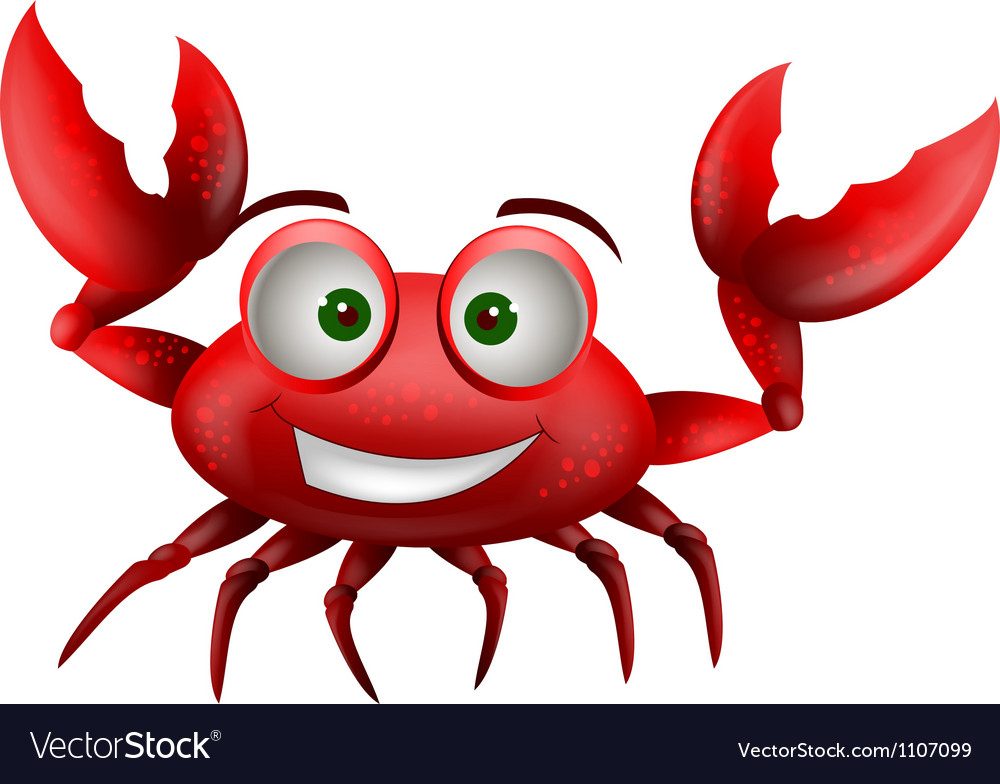 Red crab cartoon smiling Royalty Free Vector Image