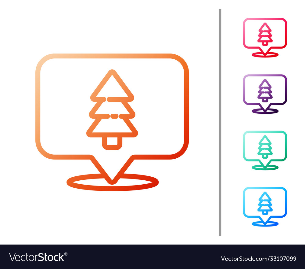 Red line location forest on a map icon vector image Red line location forest on a map icon