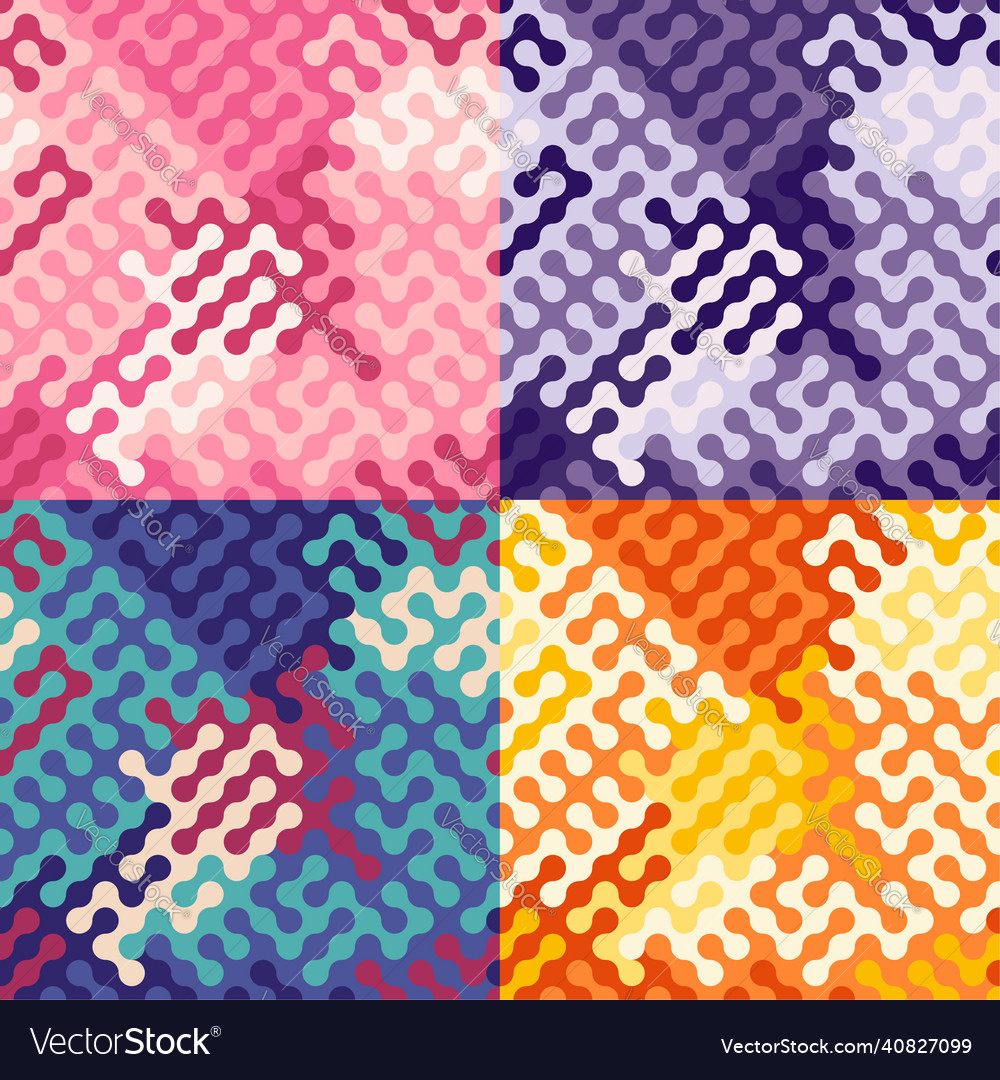 Set of abstract geometric seamless patterns vector image Set of abstract geometric seamless patterns