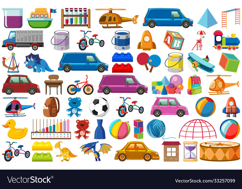 Set various objects cartoon
