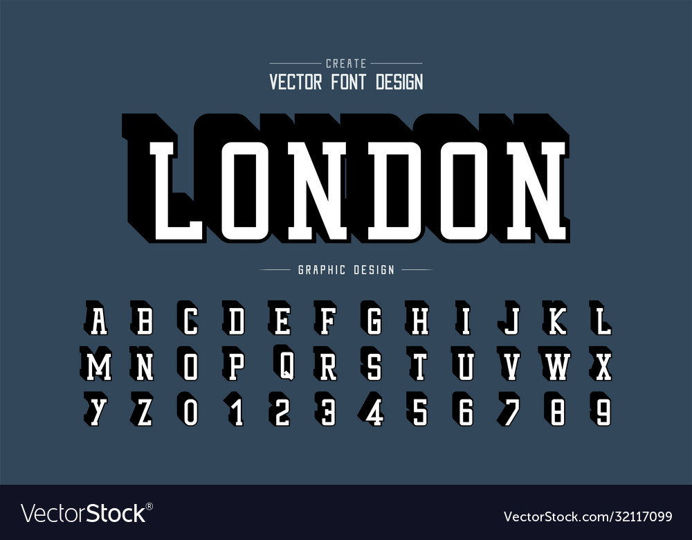 Shadow font and alphabet typeface number