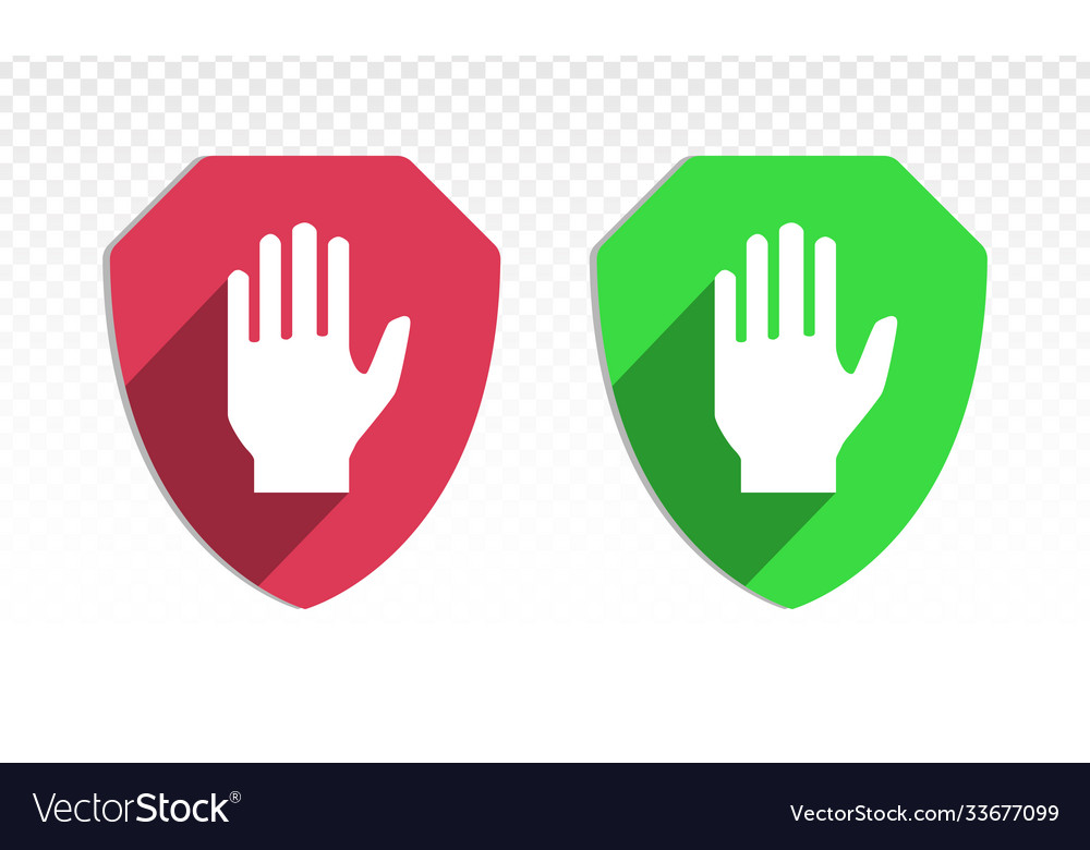 Shield with hand block or adblock - flat icon