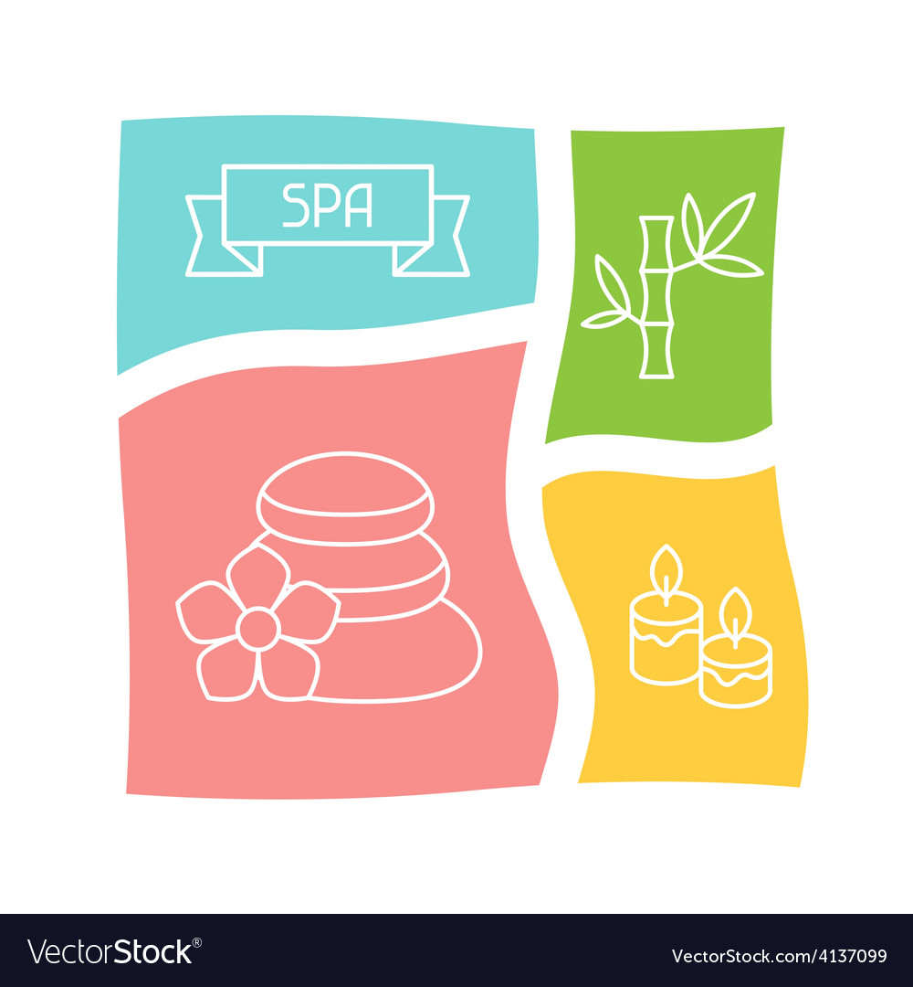 Spa and recreation background with icons in linear