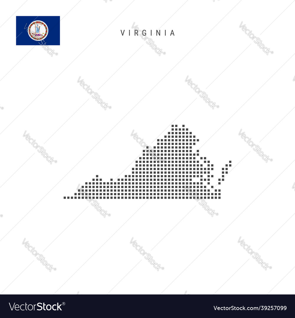 Square dots pattern map of virginia dotted pixel vector image Square dots pattern map of virginia dotted pixel