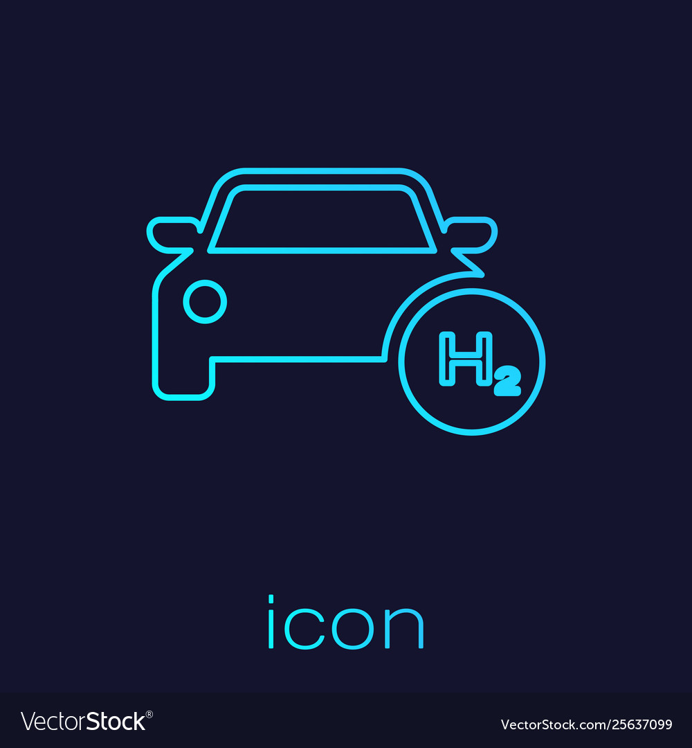 Turquoise hydrogen car line icon isolated on blue vector image Turquoise hydrogen car line icon isolated on blue