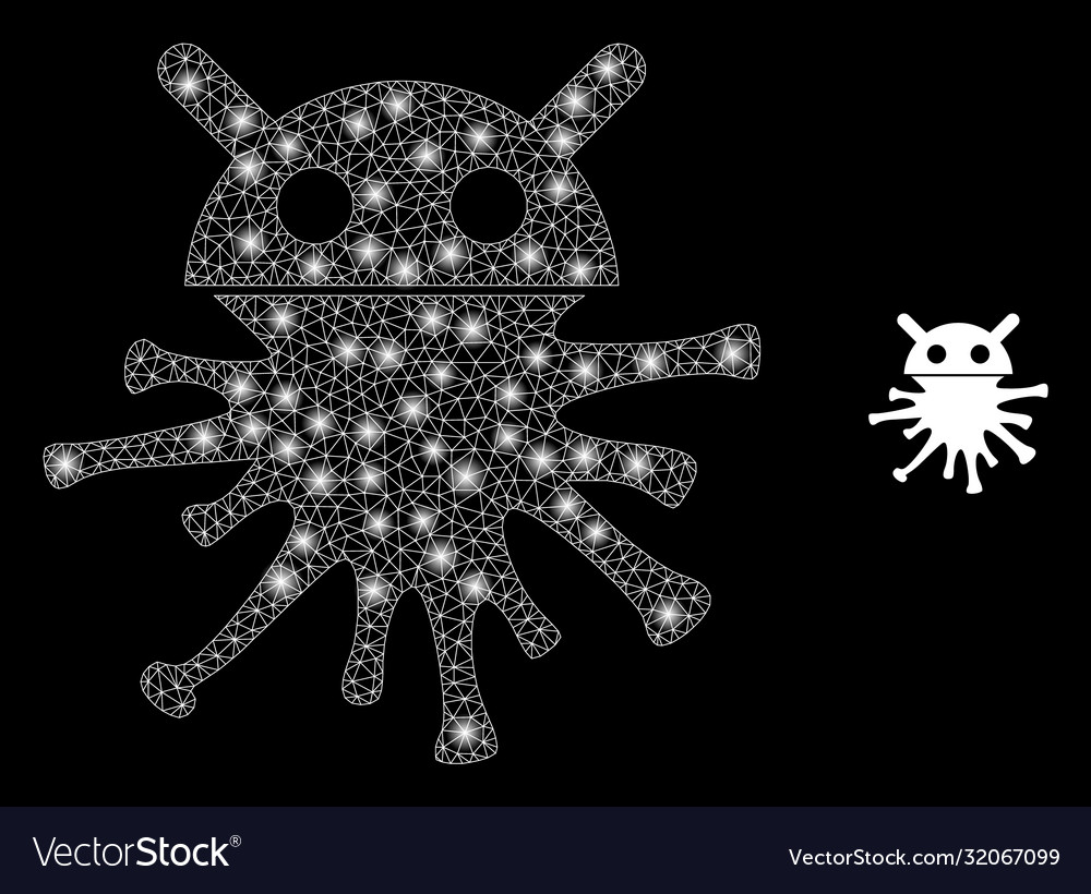 Virus robot - bright web net with glare spots vector image Virus robot - bright web net with glare spots