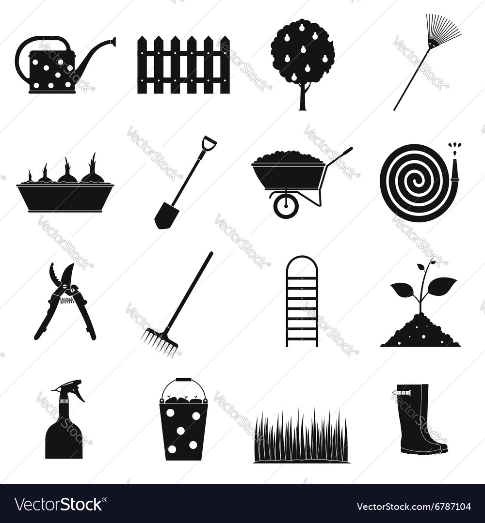 16 garden plain icons set Royalty Free Vector Image