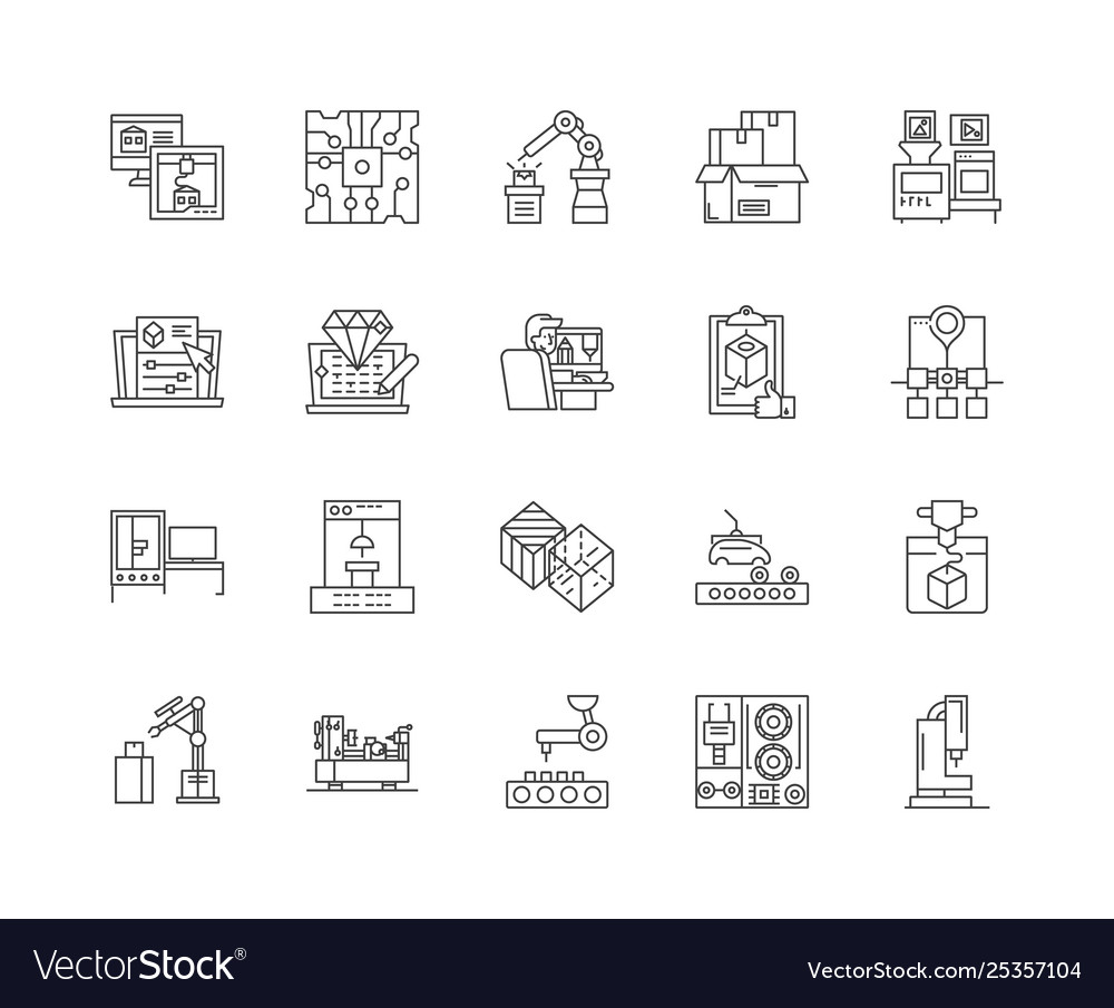 3d printing line icons signs set outline Vector Image