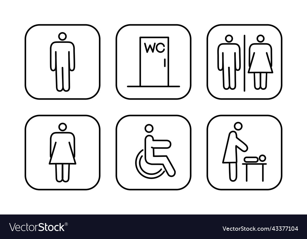 Eine Reihe von Toiletten-Navigations-Icons Wegfinding wc vector image Eine Reihe von Toiletten-Navigations-Icons Wegfinding wc