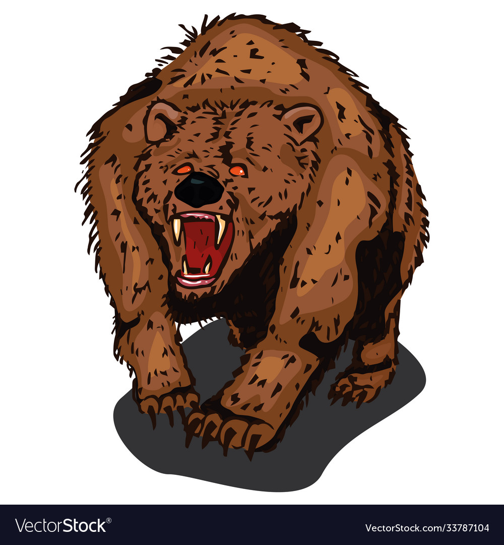 Bear icon an angry hand drawn roaring Royalty Free Vector