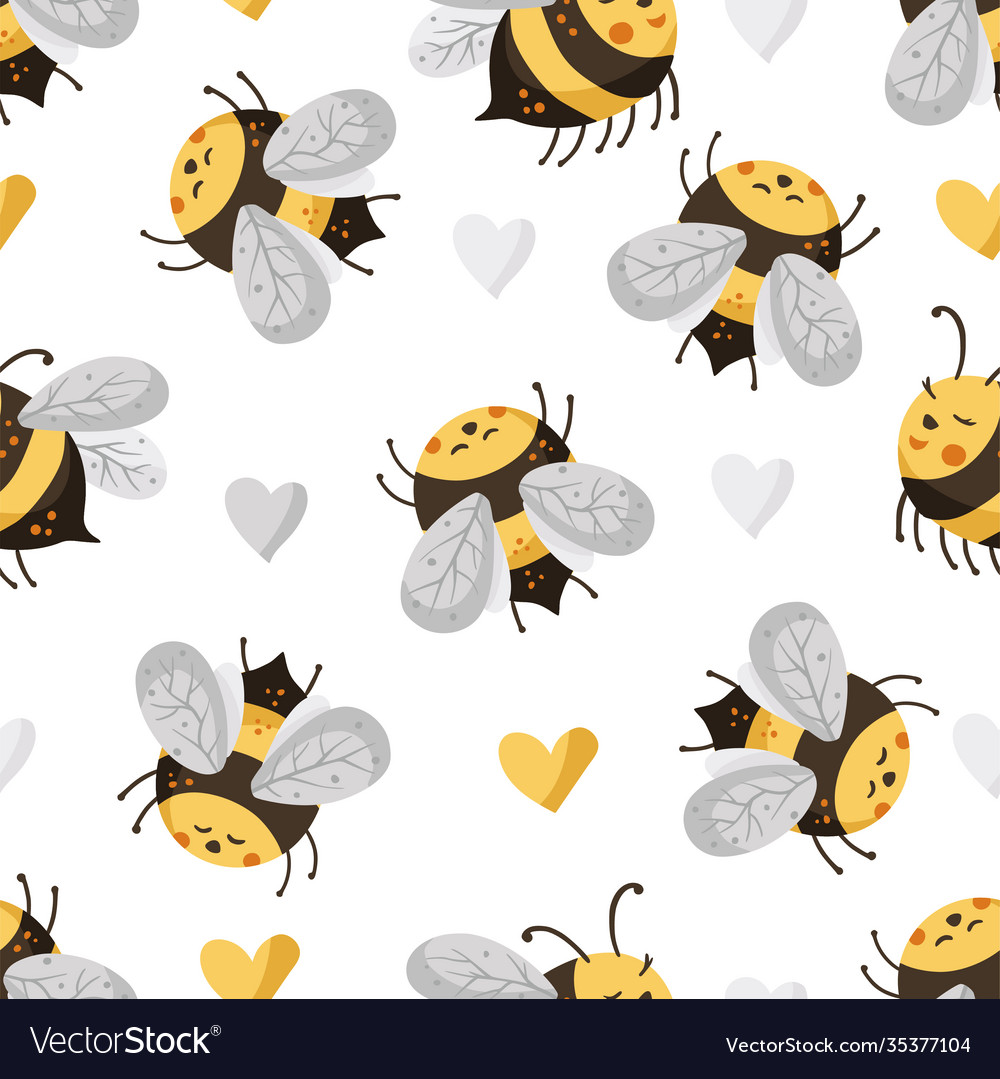 Bee seamless pattern vector image Bee seamless pattern