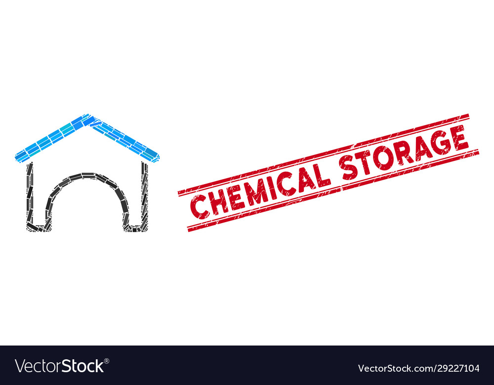 Hangar mosaic and scratched chemical storage seal