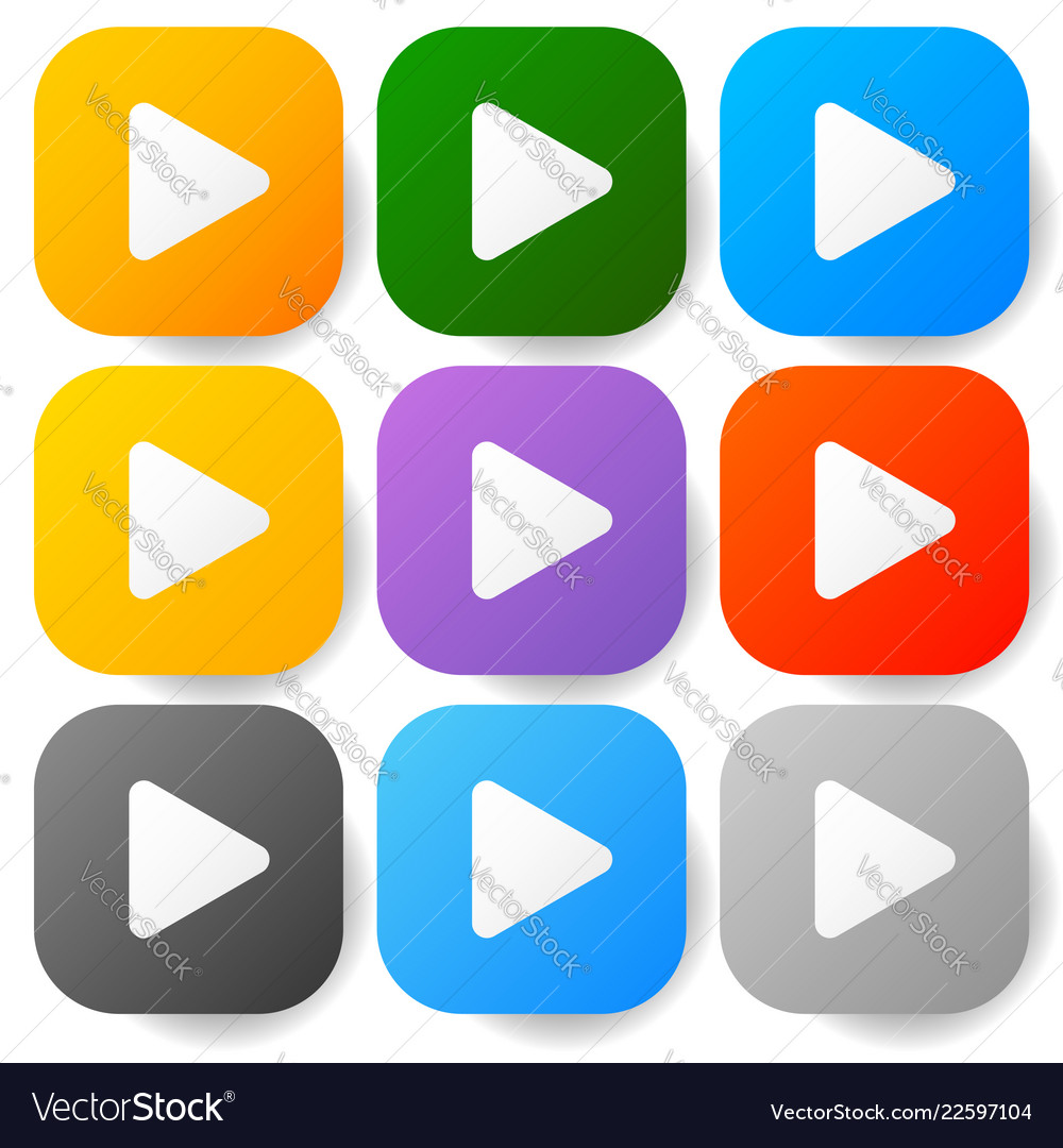 Modern flat play buttons with smooth gradients