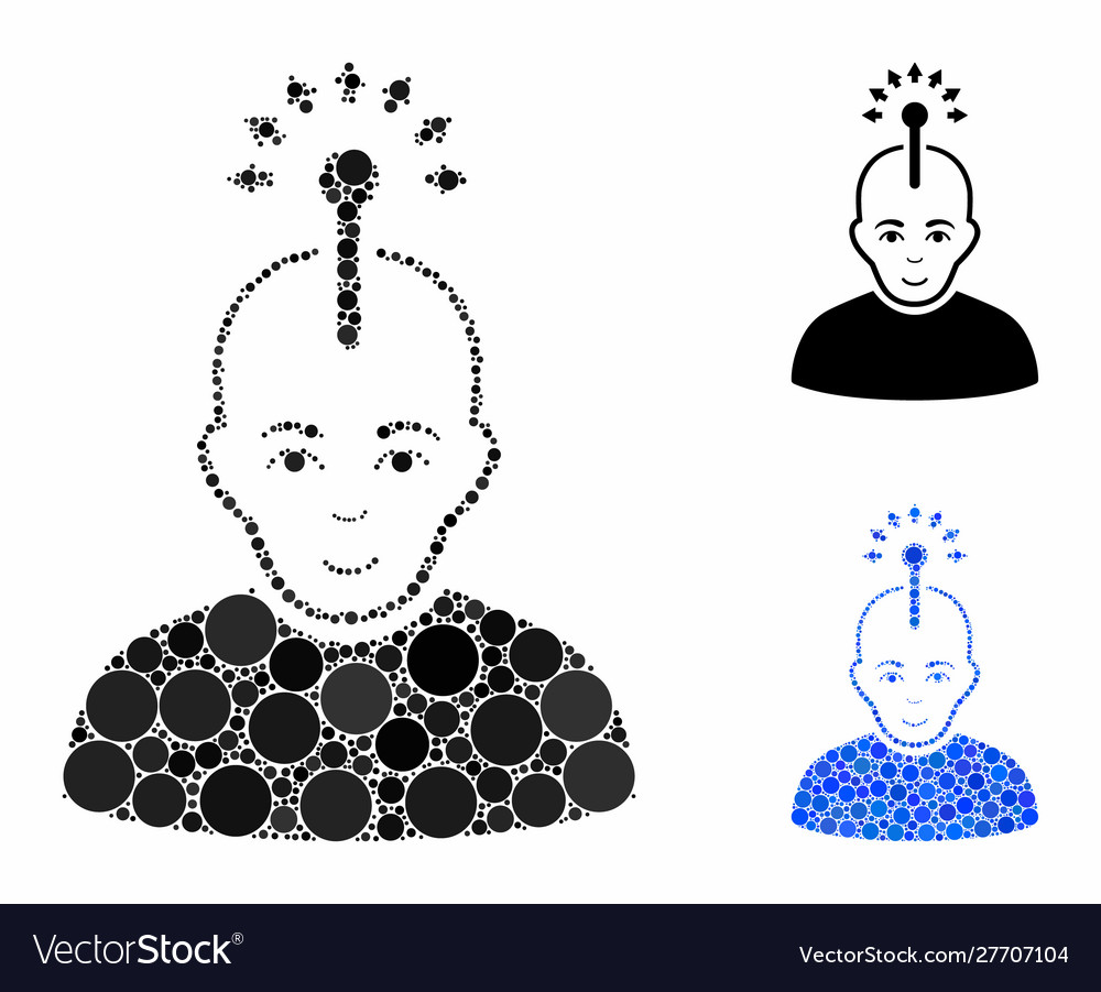 Optical neural interface mosaic icon round dots vector image Optical neural interface mosaic icon round dots