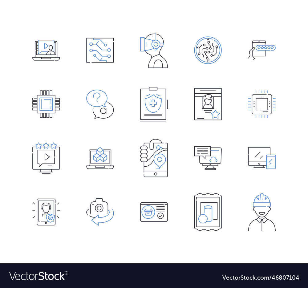 Robotics line icons collection automation