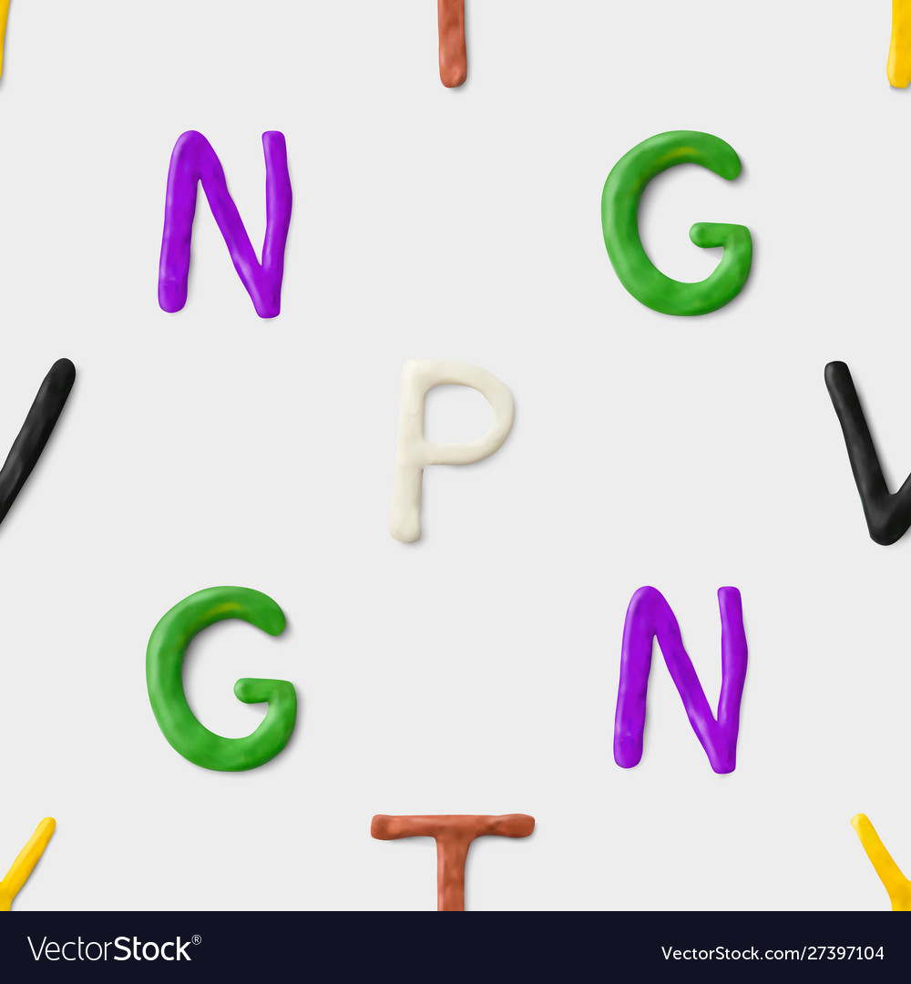 Seamless pattern with alphabet handmade modeling