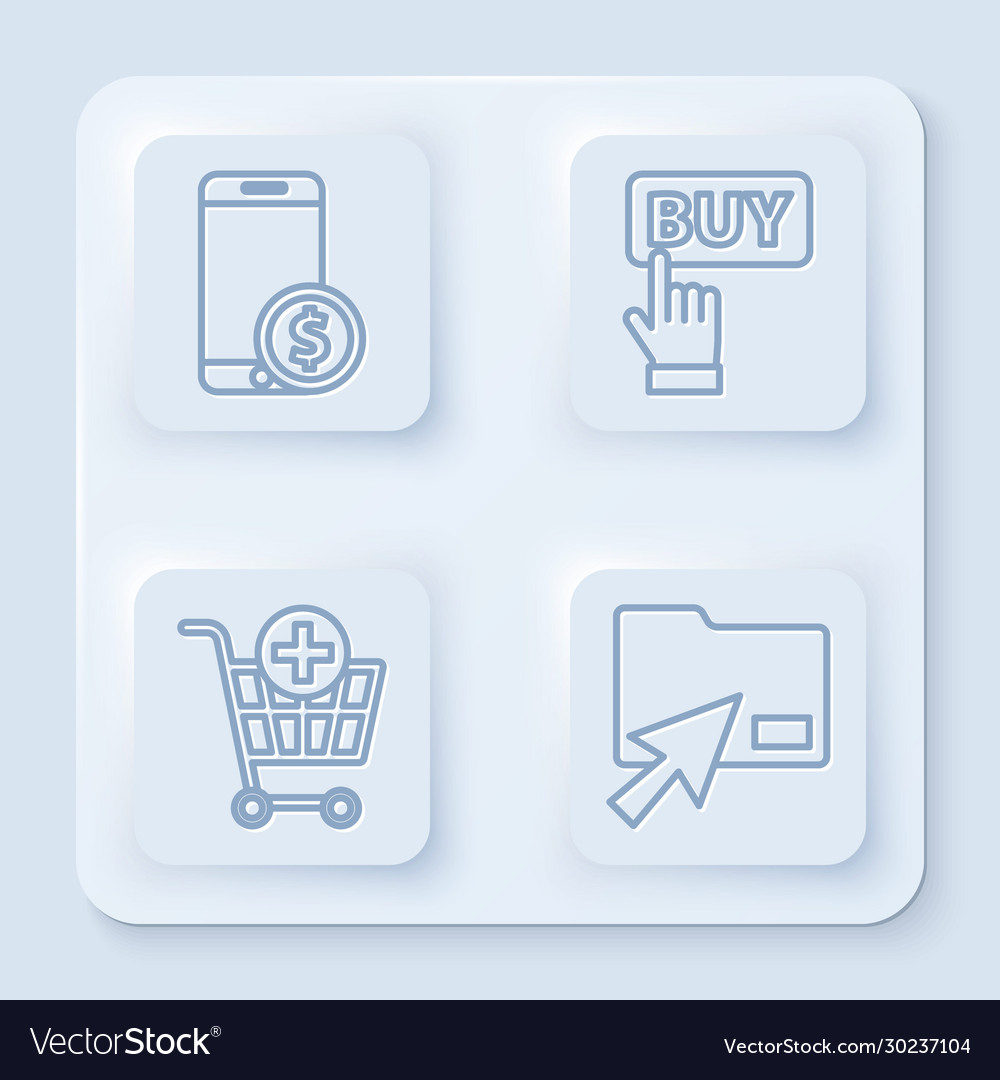 Set line smartphone with dollar buy button add Vector Image Set line smartphone with dollar buy button add