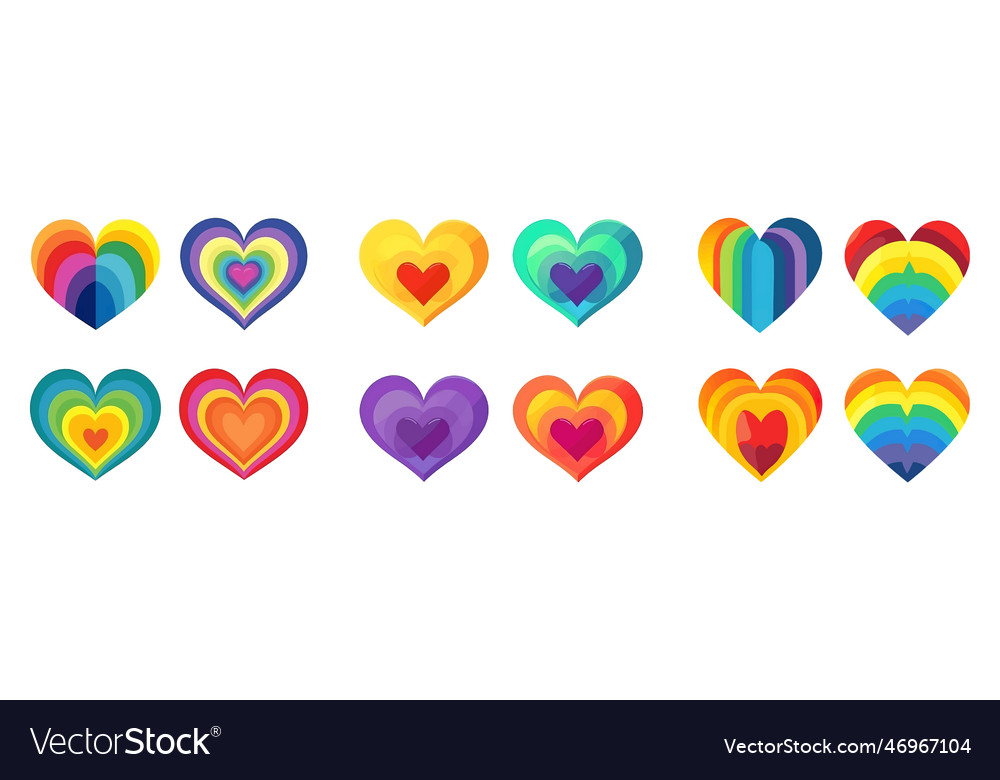 Set of rainbow heart colors