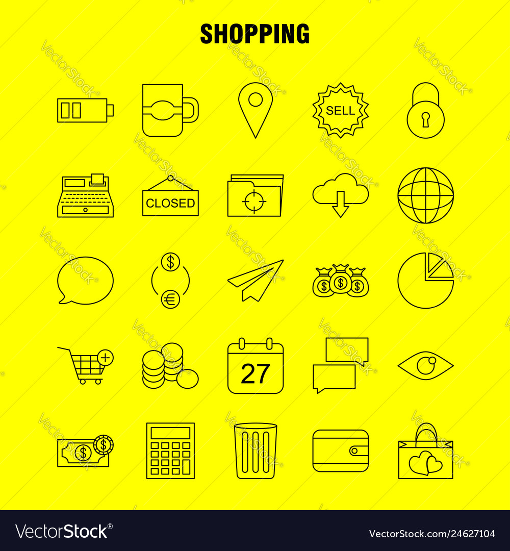 Shopping line icon for web print and mobile uxui vector image Shopping line icon for web print and mobile uxui
