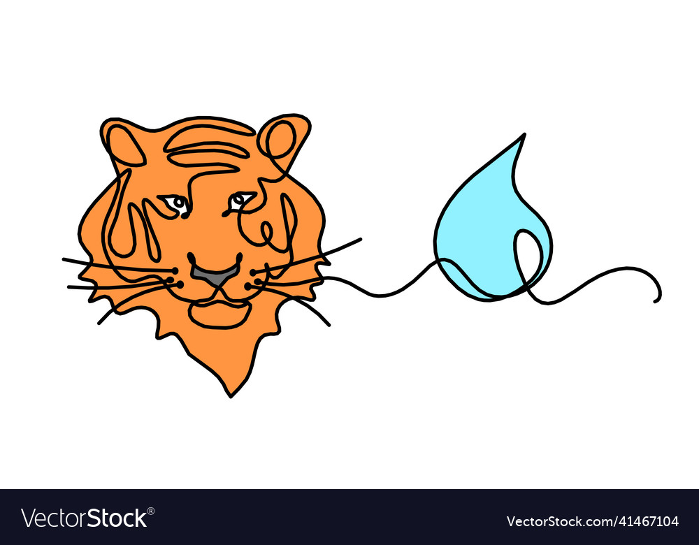 Silhouette of abstract color tiger with element