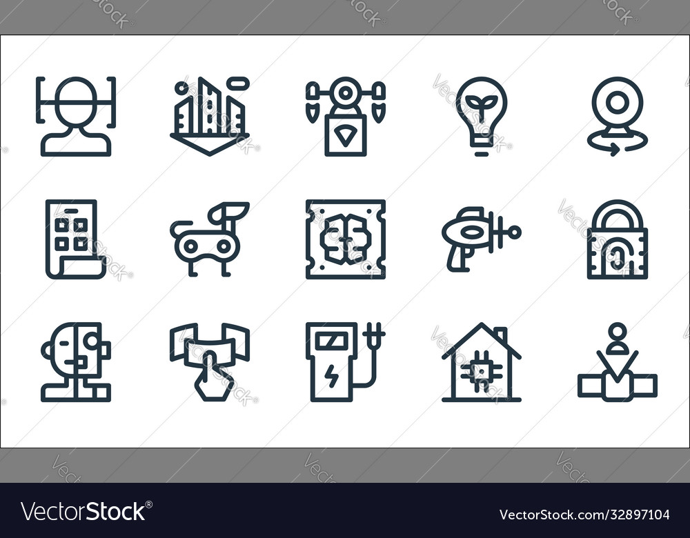 Technology future line icons linear set vector image Technology future line icons linear set