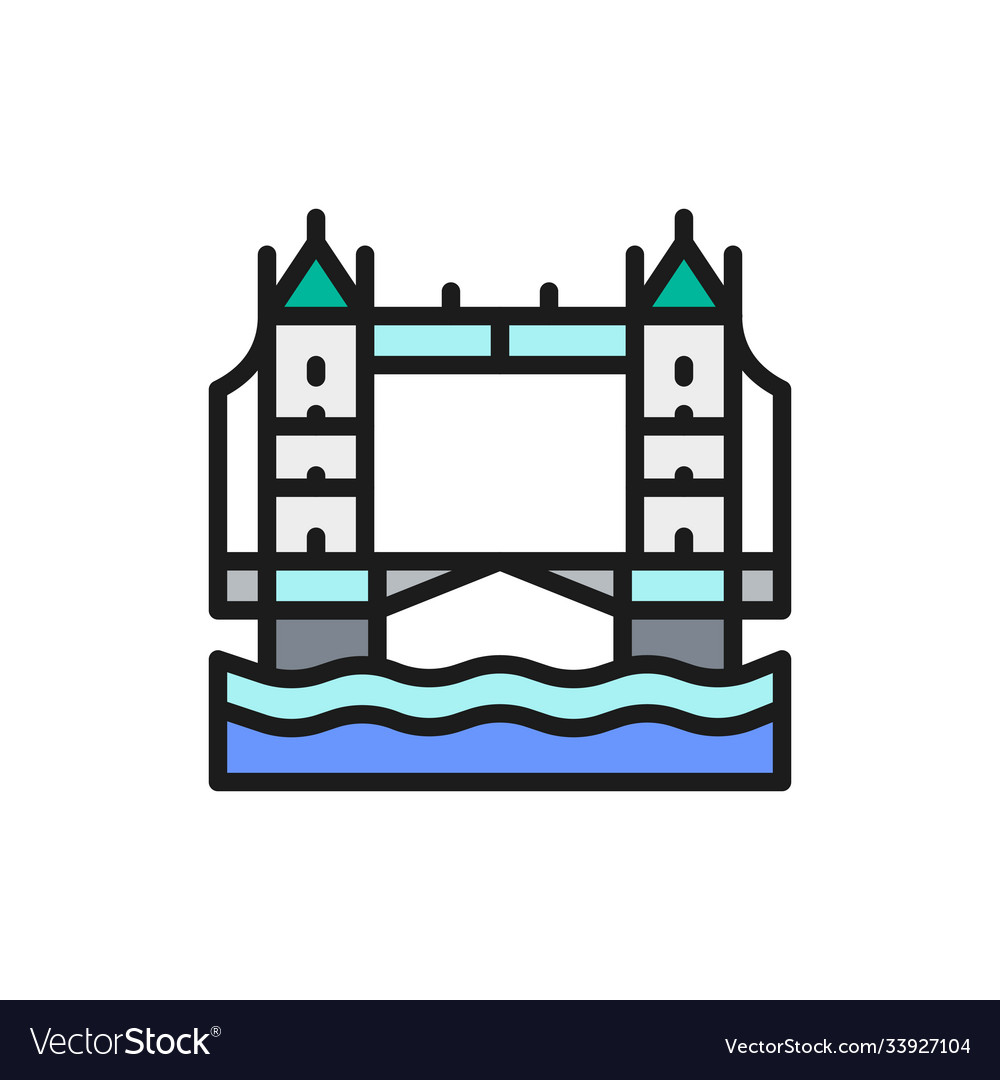 Tower bridge london city landscape flat color