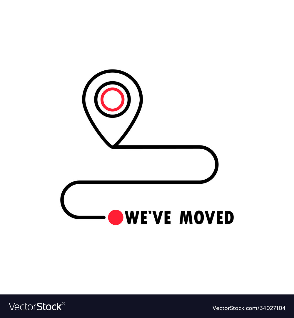 We have moved icon map location pointer changed vector image We have moved icon map location pointer changed
