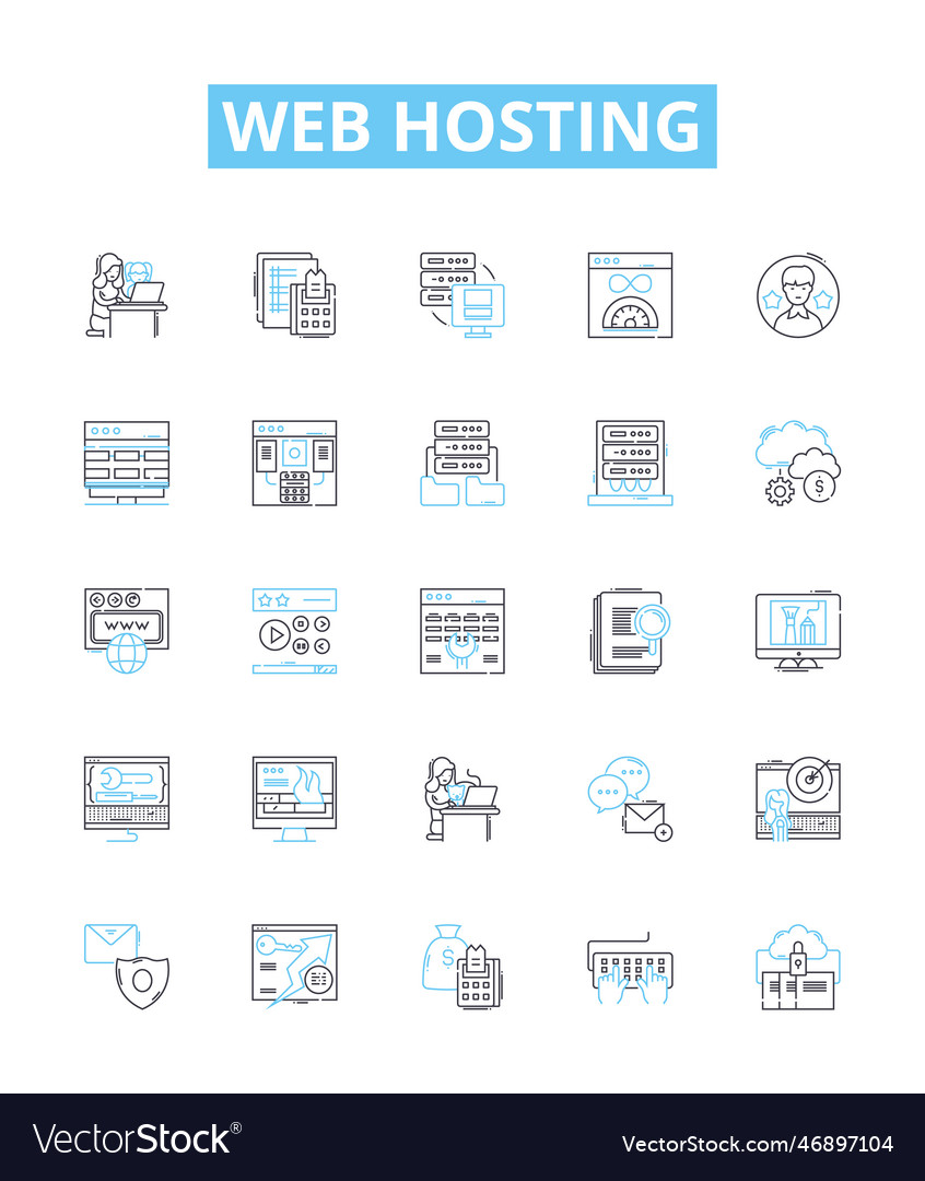 Web hosting line icons set