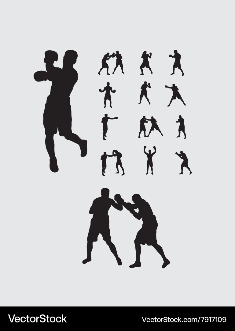 Boxing silhouettes Royalty Free Vector Image - VectorStock