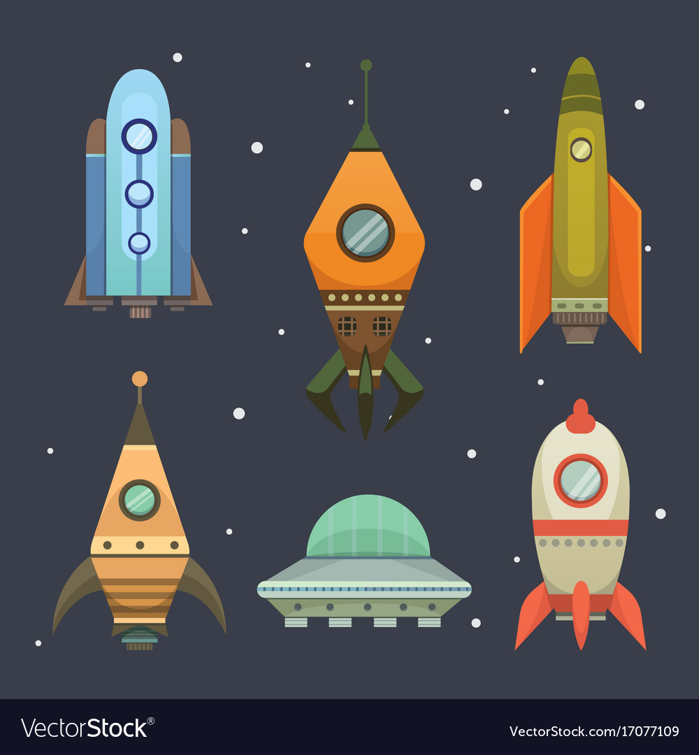Cartoon Rocket Ship Set