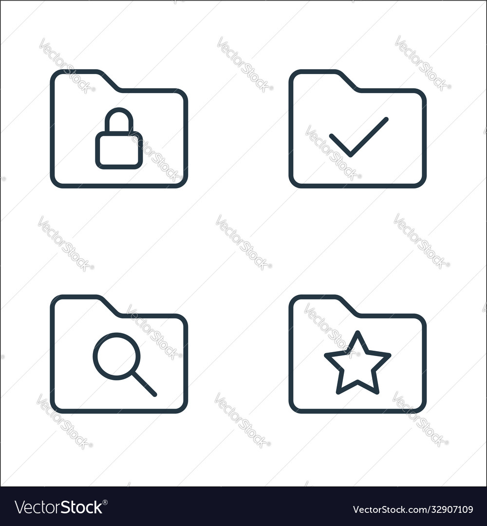 Folder line icons linear set quality vector image Folder line icons linear set quality