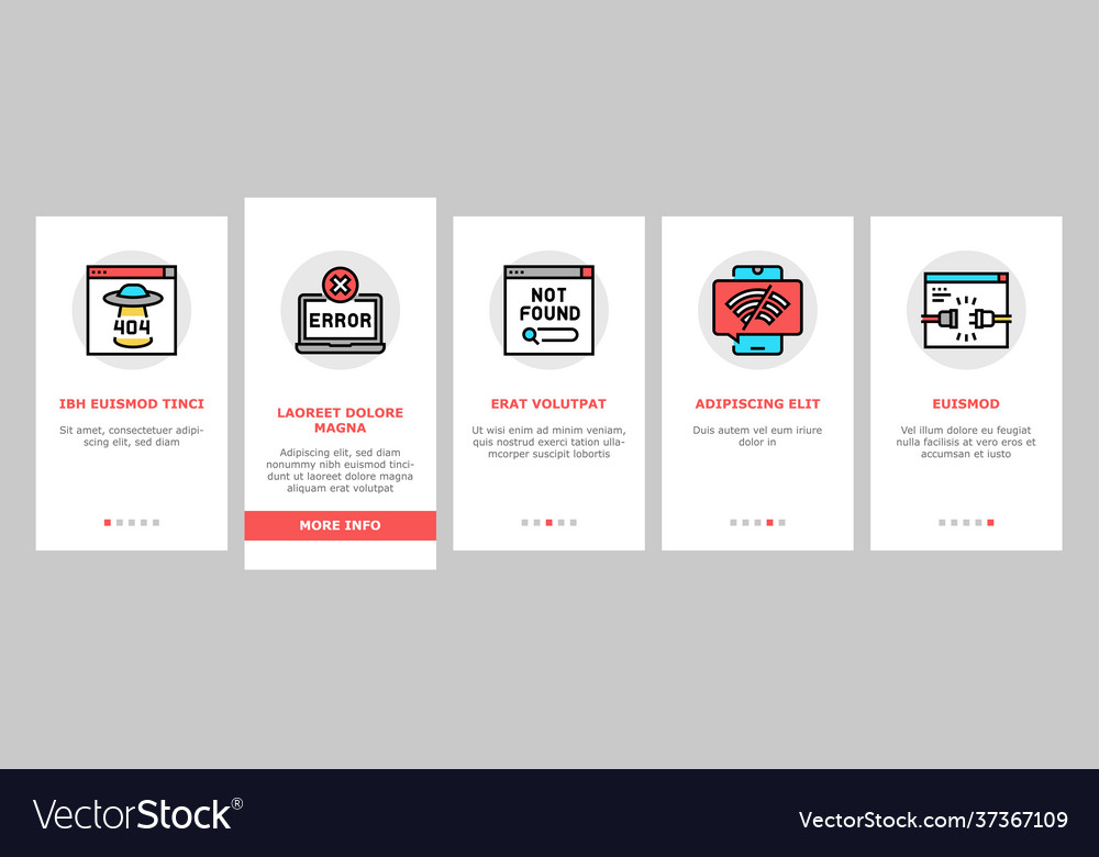 Not found web page onboarding icons set