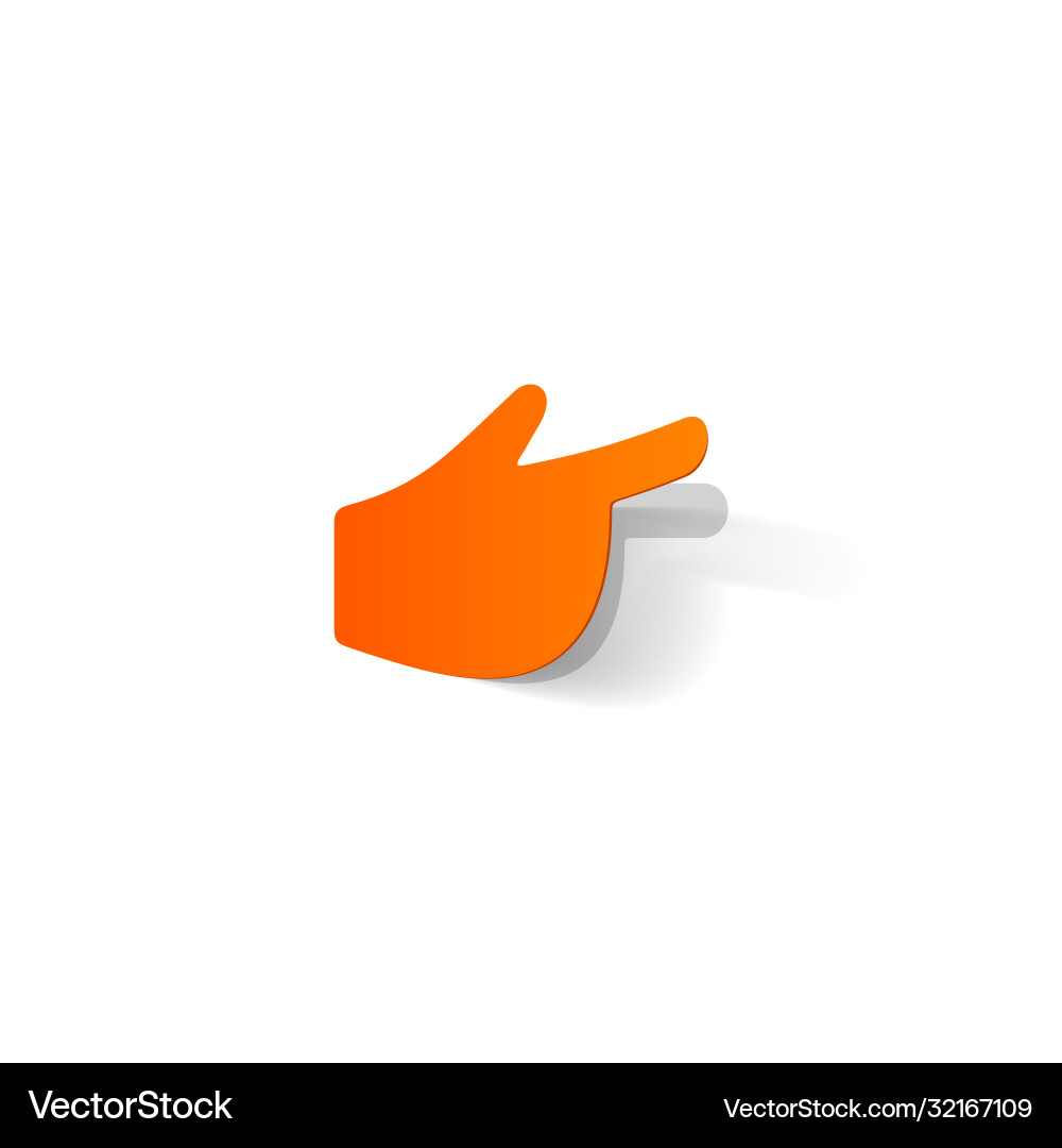 Paper clipped sticker hand with pointing finger Vector Image