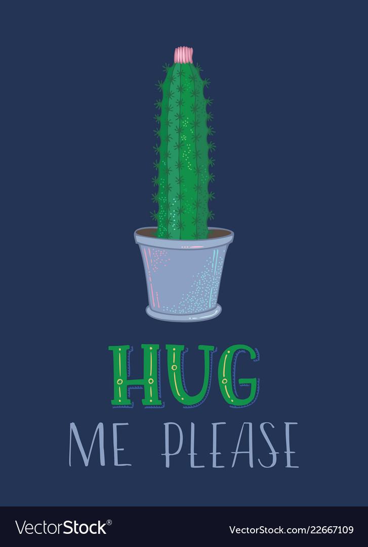 prickly cactus card template made in royalty free vector