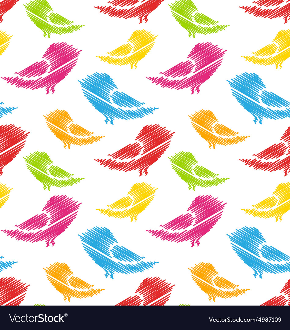 Seamless pattern with abstract colorful birds