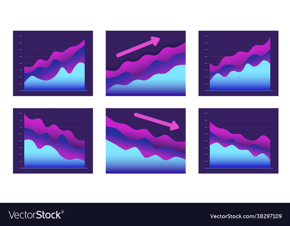 Set abstract graph line moving up and down Vector Image