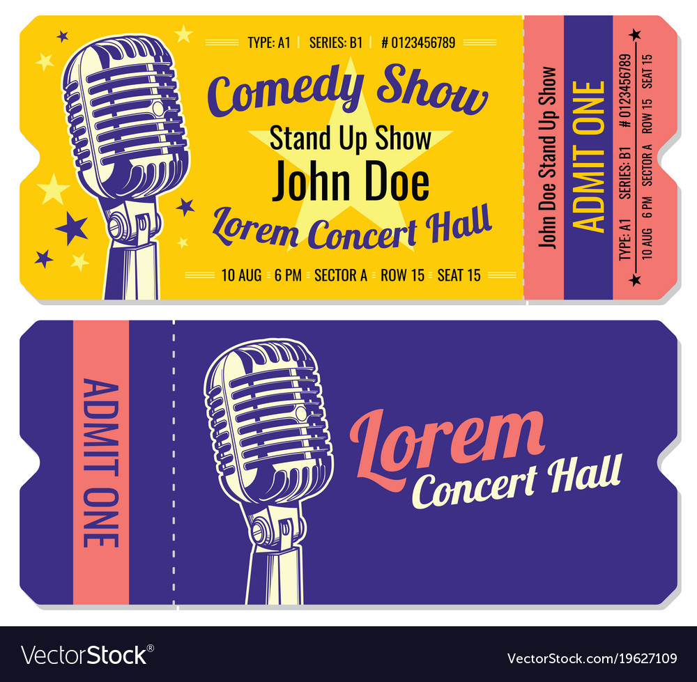 Stand up comedy show entrance tickets Royalty Free Vector