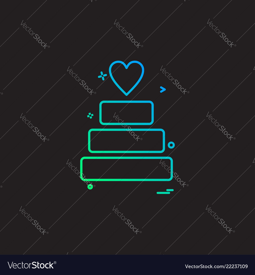 Valentines heart cake icon design