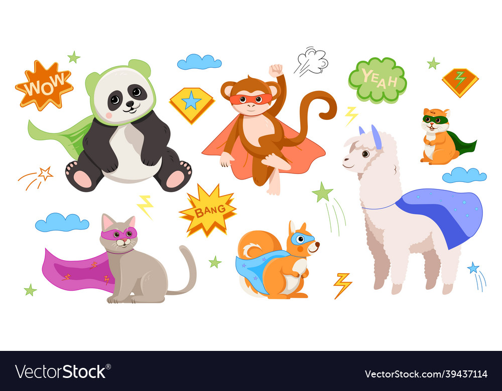 Animal superheroes concept vector image Animal superheroes concept
